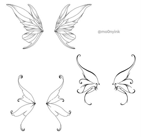 Easy Fairy Wings Drawing, Half Fairy Wing Tattoo, Simple Fairy Wings Tattoo, Fairy Wing Sketch, Fairy Wings Tattoo Stencil, Fairy Wing Ear Tattoo, Butterfly Wing Tattoo Designs, Simple Fairy Wings, Fairy Wings Sketch