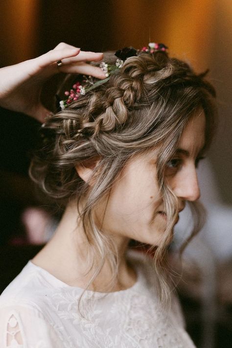 Bohemian Bridesmaid, Wedding Hairstyles And Makeup, Fall Wedding Hairstyles, Boho Wedding Hair, Peinados Recogidos, Flower Crown Wedding, Bohemian Bride, Wedding Boho, Wedding Hairstyles Updo