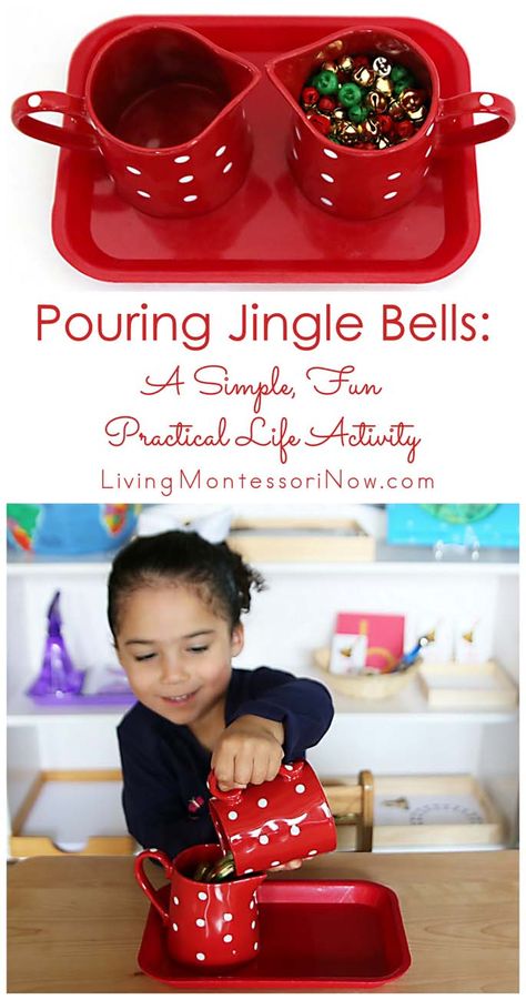 Pouring Montessori Activities, Montessori Holiday Activities, Christmas Crafts Reggio Emilia, Montessori Christmas Activities Preschool, Montessori Pouring Activities, Montessori Christmas Crafts, Montessori December Activities, Christmas Practical Life Montessori, Reggio Emilia Christmas Ideas