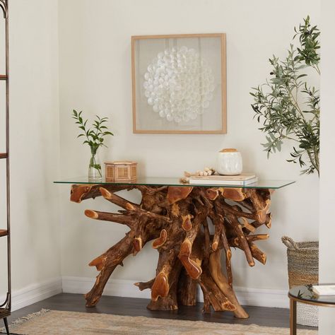 Teak Root Console, Nature Canvas Art, Contemporary Console Table, Entryway Console Table, Into The Wood, Entryway Console, Wood Console Table, Tree Stump, Wood Console