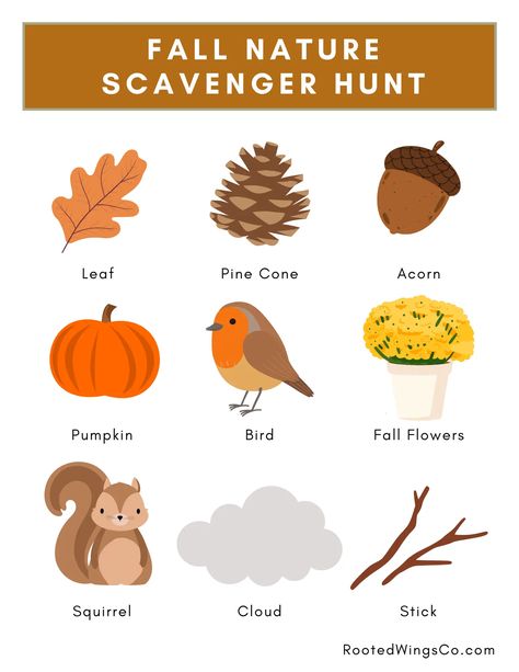 Fall Into Fun: A Kid's Fall Scavenger Hunt Adventure - Rooted Wings Co Fall Scavenger Hunt For Kids, Fall Scavenger Hunt, Fall Landscaping, Nature Hunt, Fall Activity, Scavenger Hunt For Kids, Engage Kids, Harvest Thanksgiving, Toddler Fall