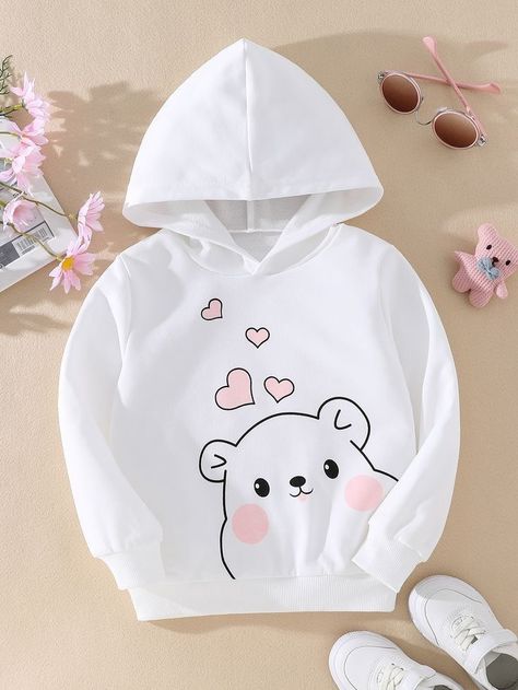 Hudi Item Girl, Spring Outfits Kids, Girls Sweatshirts, Shein Kids, Girls Hoodie, Trendy Shirt Designs, Stylish Hoodies, Cute Dress Outfits, Cute Hoodie