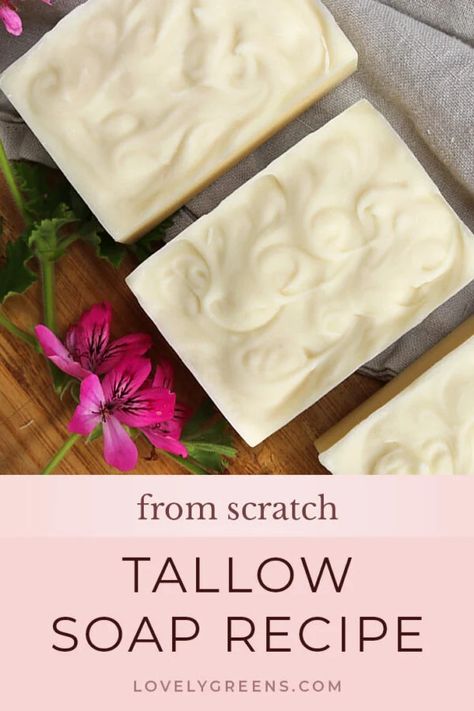 Soap With Tallow, Tallow Soap Recipe, Olive Oil Soap Recipe, Coconut Oil Soap Recipe, Make Tallow, Tallow Recipe, Soap Making For Beginners, Goat Milk Soap Recipe, How To Make Soap