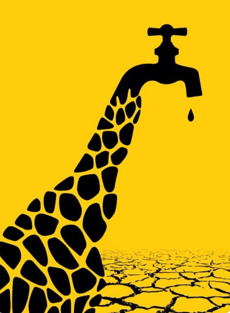 precious water Stylish Illustration, Arte Doodle, Sustainable Environment, Afrique Art, Visual Metaphor, Plakat Design, A Giraffe, Lukisan Cat Air, Creative Posters