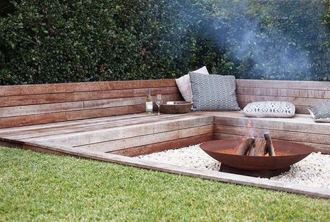 Create an outdoor oasis with this pergola firepit. The circular design provides plenty of seating and the sturdy metal frame makes this a long-lasting addition to your backyard. Outdoor Fire Pit Seating, Koti Diy, Outdoor Fire Pit Designs, Outdoor Fireplace Designs, Wooden Deck, Backyard Seating, Fire Pit Seating, Fire Pit Area, Fire Pit Designs