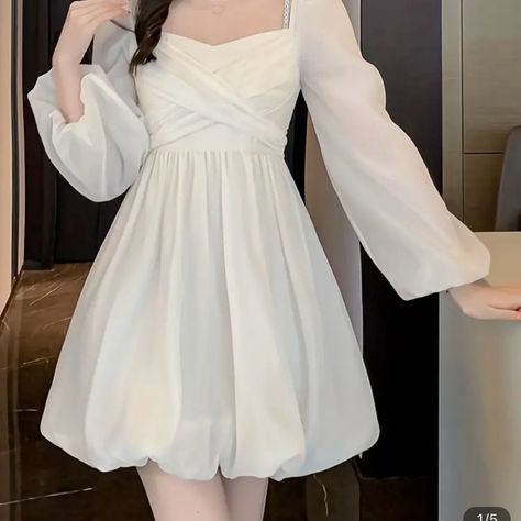 Brand New , Can Tie Now Anyway You Like Dresses Korean Style, Character Clothes, Dress Elegant Long, Cute White Dress, Sparkle Dress, Short Prom, Dress Elegant, Ruched Dress, Slim Waist