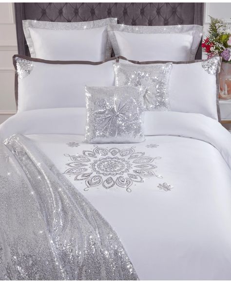 in stock Square Pillows On Bed, Bling Bedroom Ideas, Modern Glam Bedroom Decor, Glam Bedroom Decor Luxury, Redoing Bathroom, Sparkly Bedroom, Master Bedrooms Decor Modern, Cozy Glam Bedroom, Queen Decor