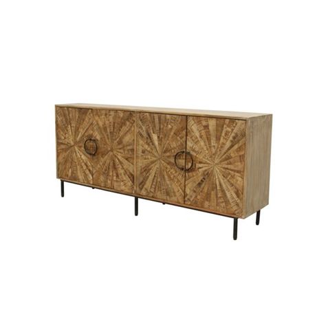 Crestview Collection - Roswell 4 Door Sideboard - all Brown Sideboard, Pinwheel Design, Mango Wood Sideboard, Metal Sideboard, Rustic Sideboard, Into The Wood, Wood Sideboard, Cable Management, Mudroom Furniture