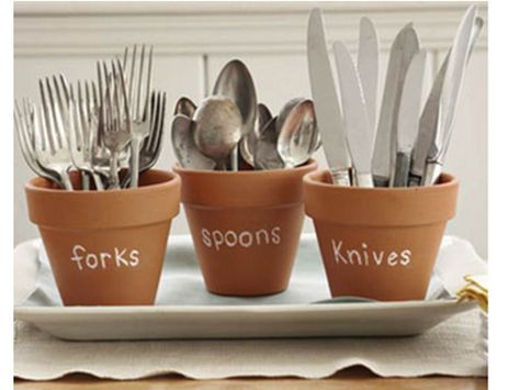 Flatware Holder | After you have this entertaining set up complete…you are ready for ... Creative Bridal Shower Ideas, Deco Champetre, Summer Garden Party, Garden Birthday, Spring Party, Bbq Party, Superbowl Party, Garden Parties, Backyard Party