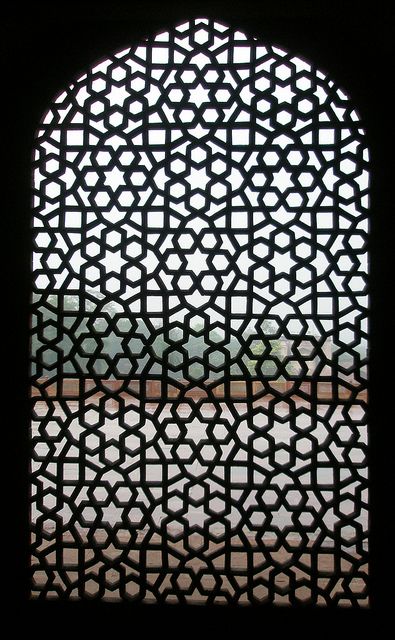 Alhambra-inspired. Love/hate relationship with Moors. Lattice Screen, Jaali Design, Laser Cut Screens, Window Inserts, Mughal Architecture, Islamic Patterns, Islamic Art Pattern, Islamic Design, Moroccan Design