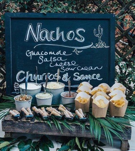 Summer Wedding Food, Wedding Food Bars, Outdoor Buffet, Wedding Food Stations, Wedding Snacks, Nacho Bar, Wedding Food Drink, Reception Food, Wedding Reception Food