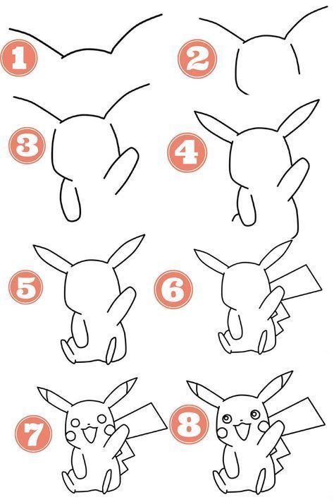 Pikachu Drawing Easy, Chibi Pikachu, Draw Pikachu, How To Draw Pokemon, Trin For Trin Tegning, How To Draw Chibi, Easy Pencil Drawings, Draw Pokemon, Pikachu Drawing