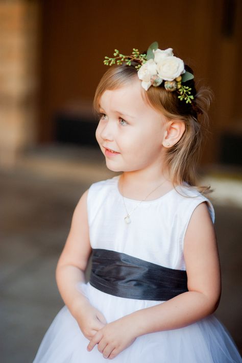 Black And White Wedding Flower Girl, Milk Station, Flower Girl Dress Black, Black Flower Girl Dress, White Flower Girl Dress, Black Sash, Cookies And Milk, Bridal Party Outfit, Girls Black Dress