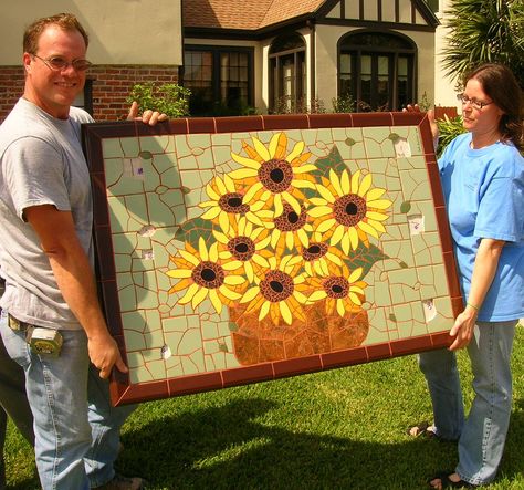 Mosaic Daisies, Wildflower Mosaic, Sunflower Mosaic, Mosaic Flowers, Mosaic Stone, Art Wall Decor, At Last, Picnic Blanket, Backsplash