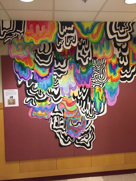 Jen Stark, Collaborative Mural, Collaborative Art Projects, Middle School Art Projects, Sketches Art, 6th Grade Art, 5th Grade Art, School Murals, Classroom Art Projects