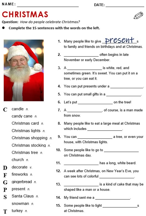 Christmas Reading Activities, Christmas Quiz, Christmas Lesson, English Christmas, Christmas Teaching, English Teaching Resources, Better English, English For Beginners, Christmas Worksheets