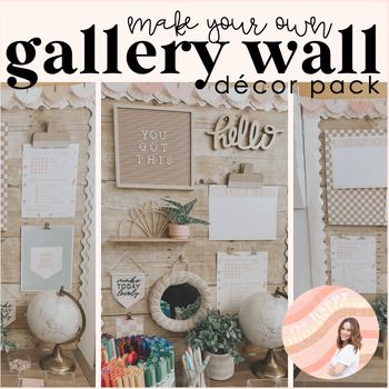 This simply-designed Teacher Gallery Wall Pack is the perfect addition to your classroom dcor! Spruce up your teacher desk or teacher area with this adorable decor. Make it your own and create a space that is cute and functional. Aesthetic, simple, and adorable!C H E C K O U T T H E E N T I R E C L A S S R O O M D E C O R C O L L E C T I O N H E R E !Whats Included:>Step-by-Step Guide: this helpful guide will give you all the inspo and walk you through how to create a teacher gallery wall of Top Of File Cabinet Decor, Cottage Classroom Decor, Classroom Gallery Wall, Teacher Desk Area Classroom Setup, Homey Classroom, Teacher Desk Makeover, Teacher Desk Decorations, Aesthetic Classroom Decor, Teacher Desk Area