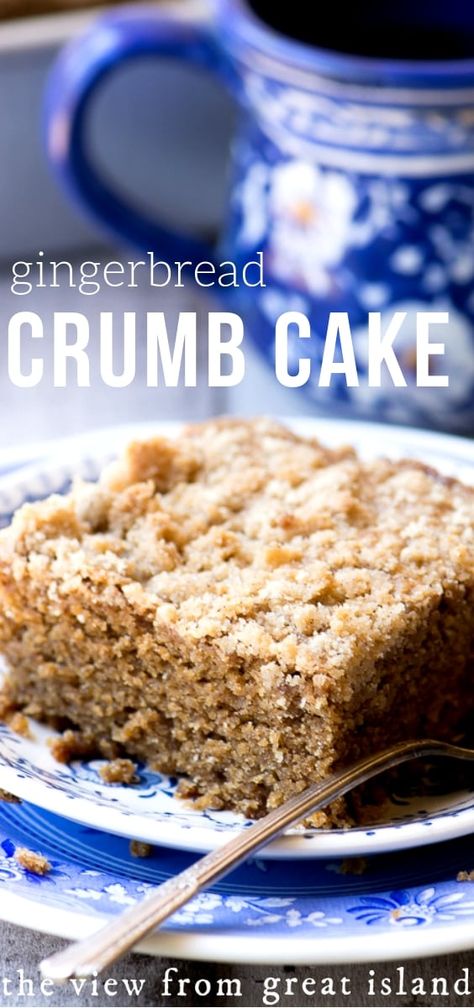 Gingerbread Crumb Cake | The View from Great Island Ginger Treats, Spiced Coffee Cake, Gingerbread Desserts, Gentilly Cake Recipe, Gingerbread Recipes, Island Recipes, Crumb Cake Recipe, Breakfast Recipies, Breakfast Rolls