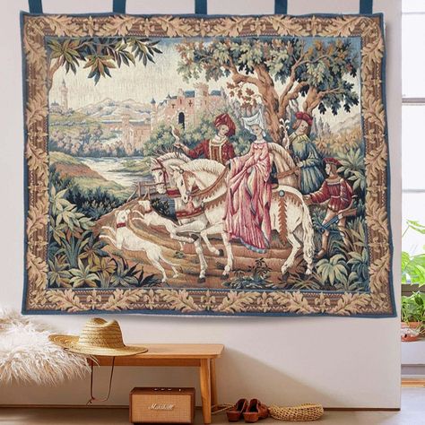 3x4 Vintage French Tapestry Wall Hangings Kitchen Tapestry Goblins Home Living Tapestry Medieval Romantic Tapestry Home Decor 117 x 89 cm French Tapestry, Medieval Tapestry, Room Tapestry, Aubusson Rugs, Boho Tapestry, Vintage Tapestry, Floral Tapestry, Wool Kilim Rug, Decorative Panels