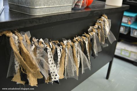 Burlap Garland on Desk Black And Burlap Classroom, Black And Gold Classroom Theme, Black White And Gold Classroom, Desk Garland, Black And Gold Classroom, Burlap Classroom Decor, Rustic Classroom Decor, Burlap Classroom, Black Classroom