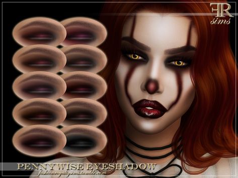 FashionRoyaltySims' FRS Pennywise Eyeshadow Rose Eyeshadow, Makeup Cc, Sims 4 Anime, Sims 4 Characters, The Sims 4 Download, Clown Makeup, Sims 4 Cas, Sims Community, Sims 4 Cc Finds