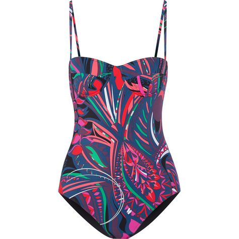 Emilio Pucci - Printed Swimsuit ($258) ❤ liked on Polyvore featuring swimwear, one-piece swimsuits, multi, print one piece swimsuit, print swimsuit, swim costume, bathing suit swimwear and print swimwear Fitted Multicolor Swimwear With Character Print, Pucci Swimsuit Black Women, Fitted Multicolor Character Print Swimwear, Pucci Bathing Suit, Underwire Swimwear, Underwire Bathing Suits, Multicolor One-piece Swimwear With Tropical Print, Pucci Print, Swimsuit Sale