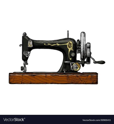 Sewing machine vector image Sewing Machine Vector, Vintage Sewing Machine, Hand Drawn Illustration, Drawn Illustration, Vector Hand, Side View, Transparent Png, Vintage Sewing, The Vintage