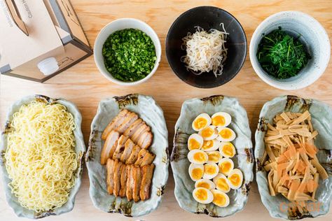 Ramen Bar by Itani Ramen Noodle Buffet, Ramen Noodle Station, Asian Noodle Bar Party, Diy Ramen Noodle Bar, Ramen Buffet Ideas, Ramen Dinner Party, Ramen Charcuterie Board, Asian Food Bar Ideas, Pho Themed Party