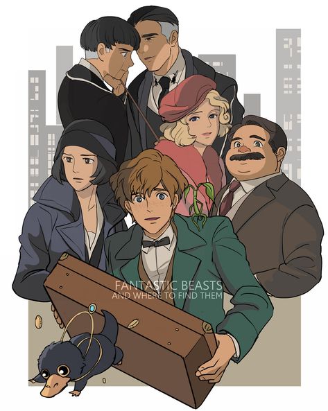 Fantastic Beasts in Ghibli Style Art Print by Kadeart - X-Small Fantastic Beasts Fanart, Fantasic Beasts, The Best Movies, Harry Potter Anime, Fantastic Beasts And Where, Studio Ghibli Art, Best Movies, Harry Potter Love, Ghibli Art