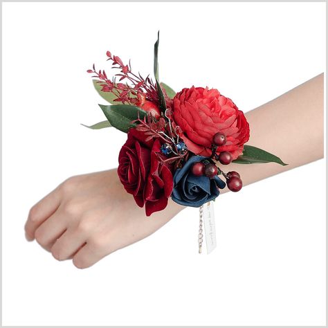 Ling's moment Wrist Corsages for Wedding(Set of 6),Classic Burgundy & Navy Corsages with Bracelet for Wedding Mother of Bride and Groom, Prom Flowers Corsages For Prom, Corsages For Wedding, Burgundy Bracelet, Prom Corsages, Wrist Corsages, Bridesmaid Corsage, Wrist Flowers, Rose Corsage, Pomegranate Fruit