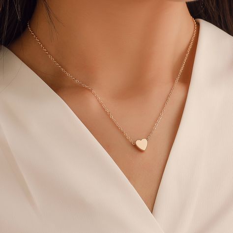 Simple Heart Necklace, Heart Pendent, Small Necklace, Minimal Necklace, Choker Pendant, Heart Shaped Necklace, Gold Heart Necklace, Gold Chain Necklace, Girls Jewelry