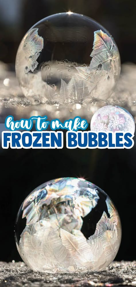 Frozen Bubbles Recipe, Diy Frozen Decorations Birthdays, Outside Snow Activities For Kids, Snow Ideas For Kids, Frozen Craft Ideas, Homemade Bubbles For Kids, Christmas Bubbles Diy, Frozen Bubbles How To Make, Winter Activity For Toddlers