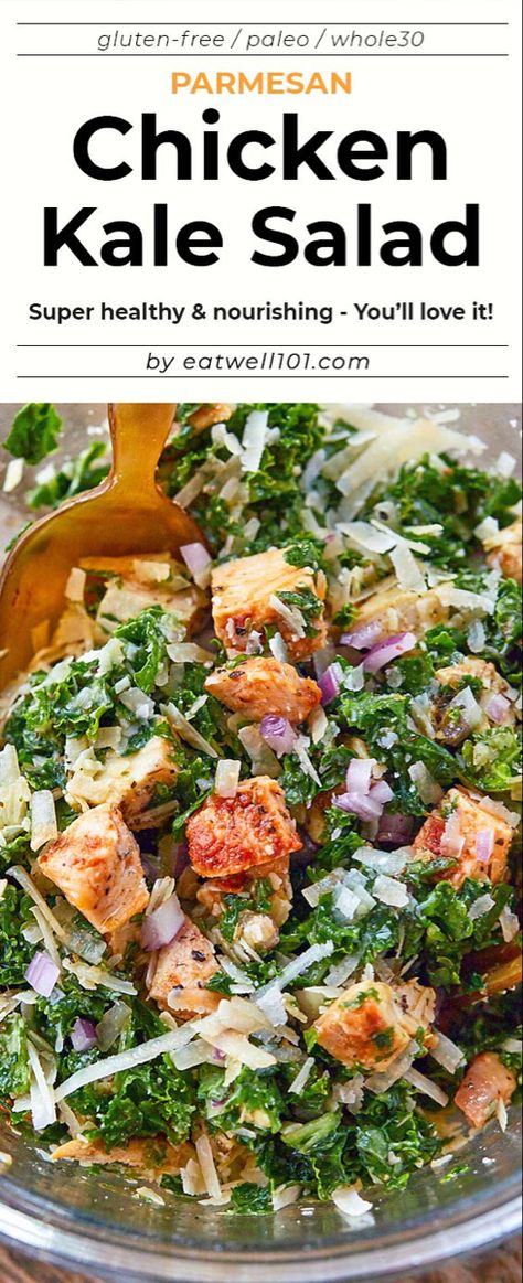 Roasted Chicken Parmesan Kale Salad - #chicken #kale #salad #recipe #eatwell101 - This wholesome chicken kale salad recipe is packed to the max with goodies! - #recipe by #eatwell101 Art Synonyms, Shrimp Mermaid, Parmesan Kale Salad, Healthy Roasted Chicken, Chicken Kale Salad, Recipes Ramen, Kale Chicken Salad, Roasted Salad, Clothes Layout