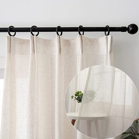 Amazon.com: Ftinala Semi Sheer Curtains Linen Textured Natural Farmhouse Curtains for Living Room Pinch Pleat Curtains 108 Inches Long 2 Panels Privacy Curtains & Drapes Light Beige Boho Window Sheers Decor : Home & Kitchen Curtains Pinch Pleat, 96 Inch Curtains, 108 Inch Curtains, Curtains With Hooks, Cortinas Boho, Door Texture, Neutral Curtains, Living Room Drapes, Sheer Linen Curtains