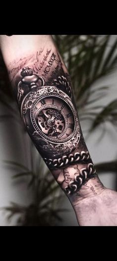 Old Stop Watch Tattoo, Time Is Valuable Tattoos, Gothic Clock Tattoo, Shattered Clock Tattoo Design, Birth Clock Tattoo Men, Mechanical Clock Tattoo Design, Time Piece Tattoo For Men, Watch Tattoos Men, Clock Tattoo Design For Men Arm