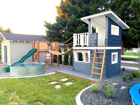 Kids Backyard Playground, Play Area Backyard, Backyard Kids Play Area, Backyard Layout, Tree House Diy, Backyard Oasis Ideas, Diy Playground, Backyard Remodel, Backyard Playground