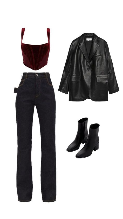 Fashion Inspo Outfits Night Out, Winter Night Out Outfit Bar, Bar Night Outfit, Dark Feminine Style, Looks Street Style, Baggy Pants, Looks Chic, Feminine Outfit, Casual Style Outfits