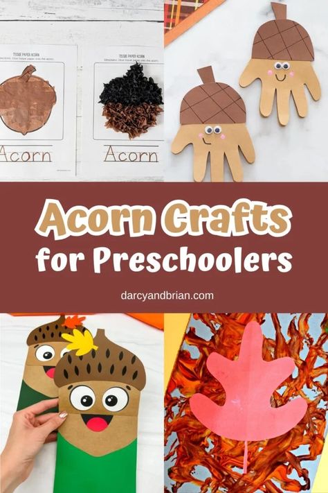 12 Engaging Acorn Crafts for Preschoolers Acorn And Pinecone Crafts, Toddler Acorn Crafts, Acorn Paper Craft, Acorn Toddler Activities, Acorn Handprint Craft, Acorn Crafts For Kids Preschool, Acorn Activities For Kids, Acorn Bulletin Board Ideas, Preschool Acorn Activities