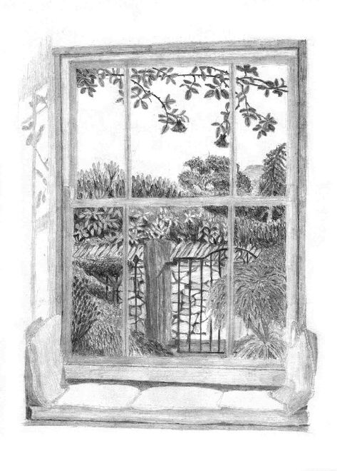 Drawing a View through a Window - The Arty Teacher Window Sketch, London Drawing, Through A Window, Window Drawing, Art Drawings Sketches Pencil, Detailed Drawings, Window Art, Traditional Paintings, Cool Art Drawings