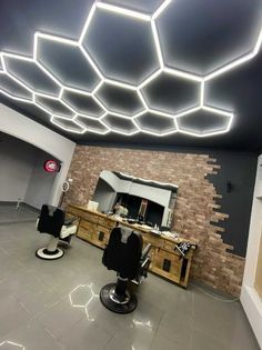 Cool Led Lights, Barber Mirror, Barbershop Design Interior, Barber Tips, Electric Switch, Barber Shop Interior, Salon Lighting, Small Game Rooms, Single Garage