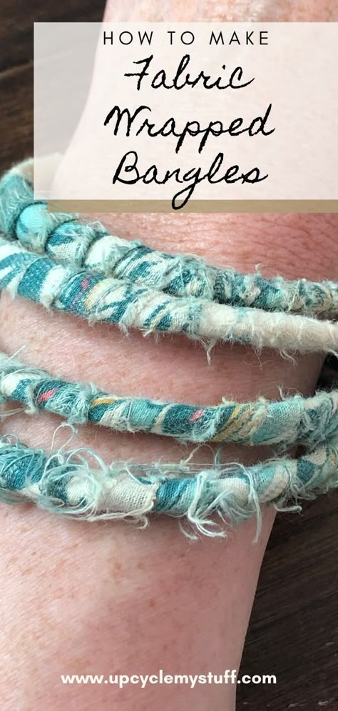 Fabric Bracelets Diy, Fabric Necklaces, Wrapped Bracelets, Boho Chic Bracelets, Scrap Fabric Crafts, Scrap Fabric Projects, Wrap Bangles, Fabric Brooch, Fabric Bracelets