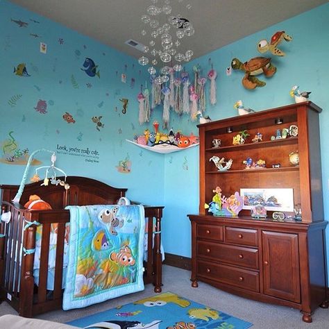 19 Disney Nursery Ideas To Create A Miniature Magic Kingdom Disney Nursery Ideas, Nemo Nursery, Disney Baby Rooms, Disney Baby Nurseries, Disney Themed Nursery, Boy Nursery Themes, Baby Room Themes, Baby Nursery Themes, Disney Nursery