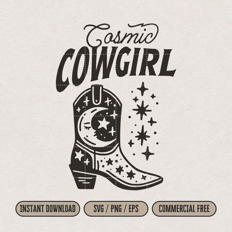 Cowgirl Art Aesthetic, Celestial Cowgirl, Vintage Cowgirl Art, Boot Wall, Space Decorations, Space Magic, Cosmic Cowgirl, Vintage Western Style, Sublimation Templates