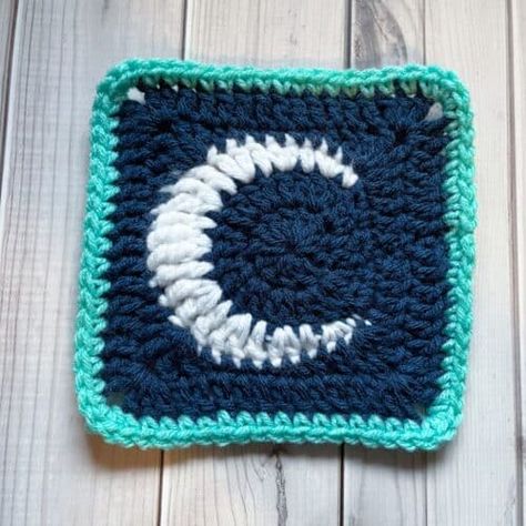 Moon Granny Square Pattern - thecaffeinatedsnail.com Moon And Star Granny Square Pattern, Free Moon Granny Square Pattern, Moon Square Crochet, Moon Granny Square Crochet Pattern Free, Fun Granny Squares Crochet Free Pattern, Crescent Moon Granny Square, Sun Granny Square Crochet Pattern, Witch Granny Square, Gothic Granny Square Crochet Pattern