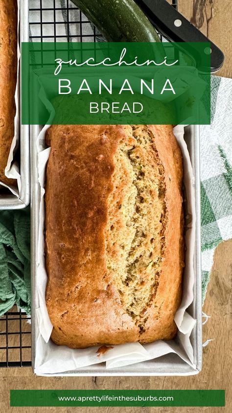 This Zucchini Banana Bread is a perfect recipe for using up ripe bananas and fresh summer zucchini. This recipe makes two moist, flavourful and delicious loaves! Zucchini Banana Bread Recipes, Zucchini Banana, Zucchini Banana Bread, Summer Zucchini, Banana Bread Recipe Moist, Pretty Life, Zucchini Bread Recipes, Ripe Bananas, Fresh Summer