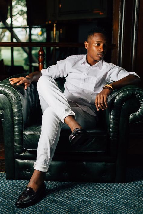 White on White | The Dapper Brother - Kenyan Male Fashion Blogger The White Knight, Lifestyle Posing, Late To The Party, White Knight, Male Models Poses, Mens Photoshoot Poses, Corporate Portrait, Mens Fashion Editorial, Portrait Photography Men