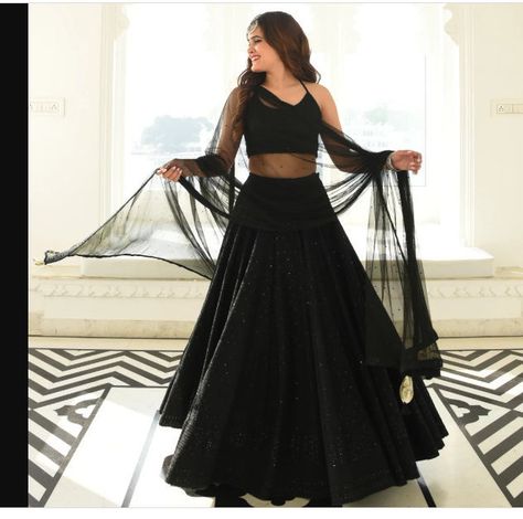 Black Lehenga Party Wear, Wedding Reception Lehenga, Dupatta Saree, Lengha Skirt, Indian Wedding Guest Dress, Traditional Lehenga, Chikankari Lehenga, Trendy Outfits Indian, Indian Outfits Lehenga