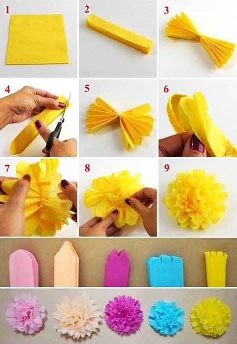 Tissue Paper Flowers Diy, Idee Babyshower, Diy Flores, Fleurs Diy, Paper Flowers Craft, Diy Crafts Paper Flowers, Gift Flower, Tissue Paper Flowers, Paper Flower Tutorial