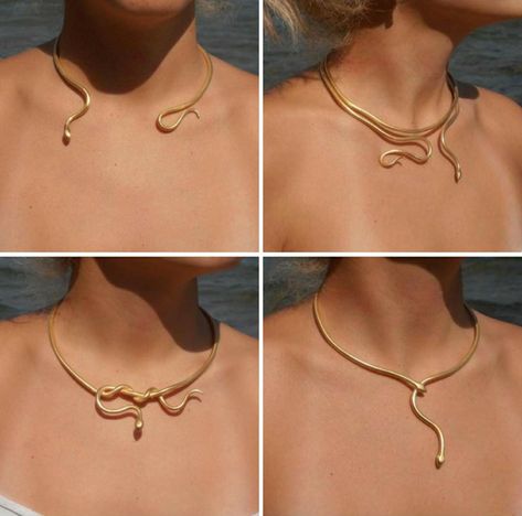 Ethereal Jewelry, Ancient Greek Jewelry, Beautiful Gold Necklaces, Fancy Jewellery Designs, Snake Jewelry, Easy Diy Jewelry, Greek Jewelry, Jewelry Lookbook, Gold Necklaces