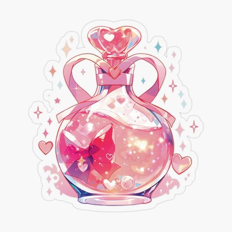 Love Poison Bottle, Love Potion Aesthetic, Love Potion Drawing, Pink Magic Aesthetic, Potions Art, Potion Art, Potion Witch, Pink Potion, Love Character Design